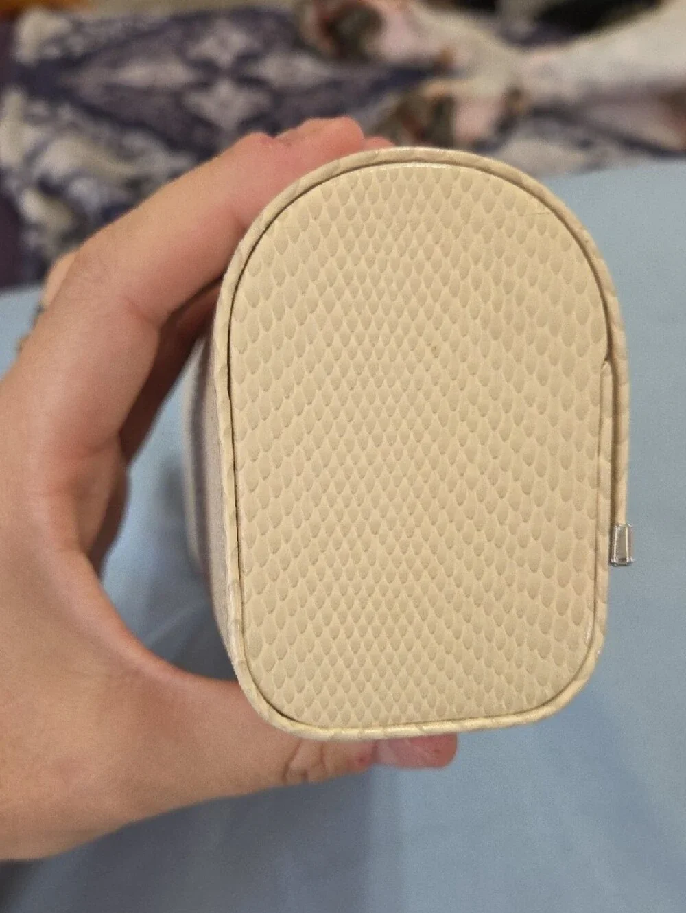 Jimmy Choo Ivory Textured Snake-Embossed with Silver Trim CASE ONLY